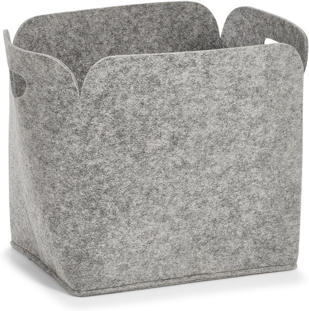 zeller 14369 储物篮 较高 毛毡材质 煤黑色 灰色 36 x 28 x 36 cm